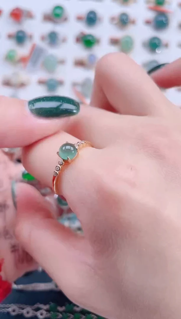银S925镶嵌戒指翡翠天然翡翠