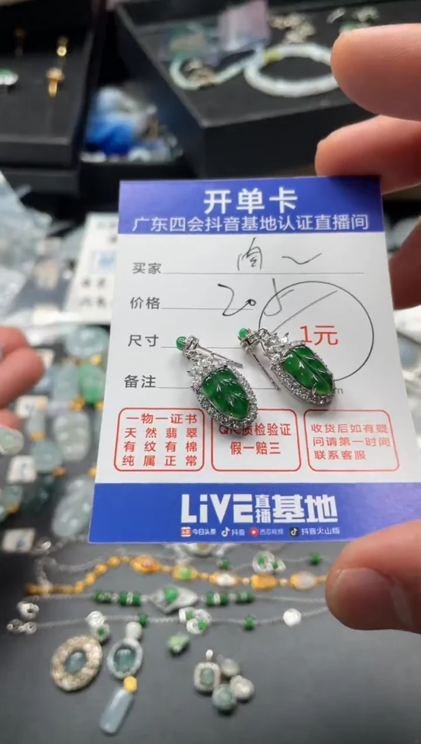 颈饰未镶嵌翡翠肉**贝耳钉