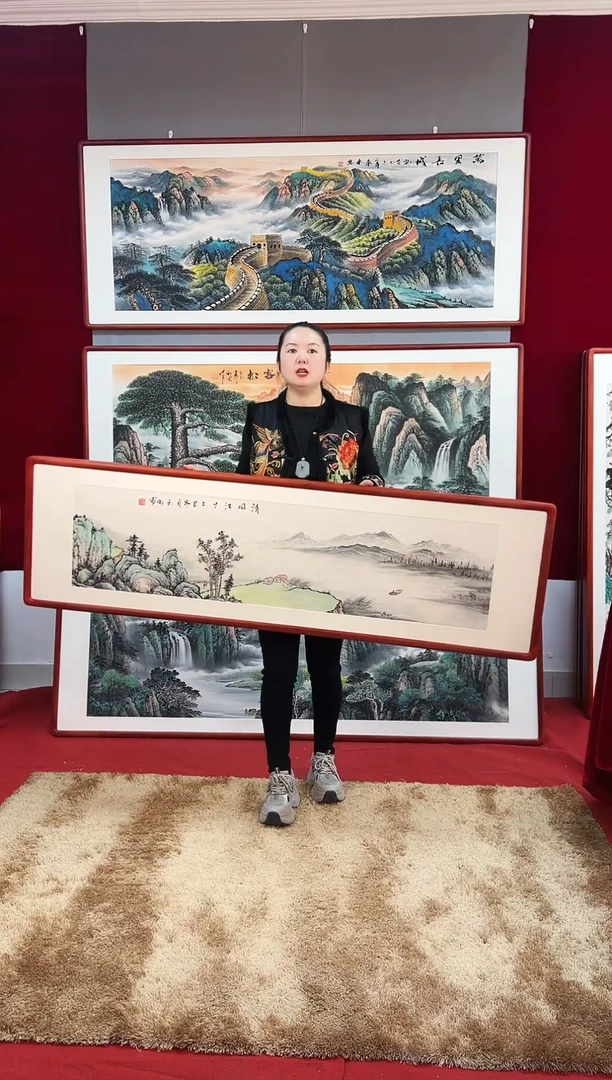 国画手绘山水163*48尺寸