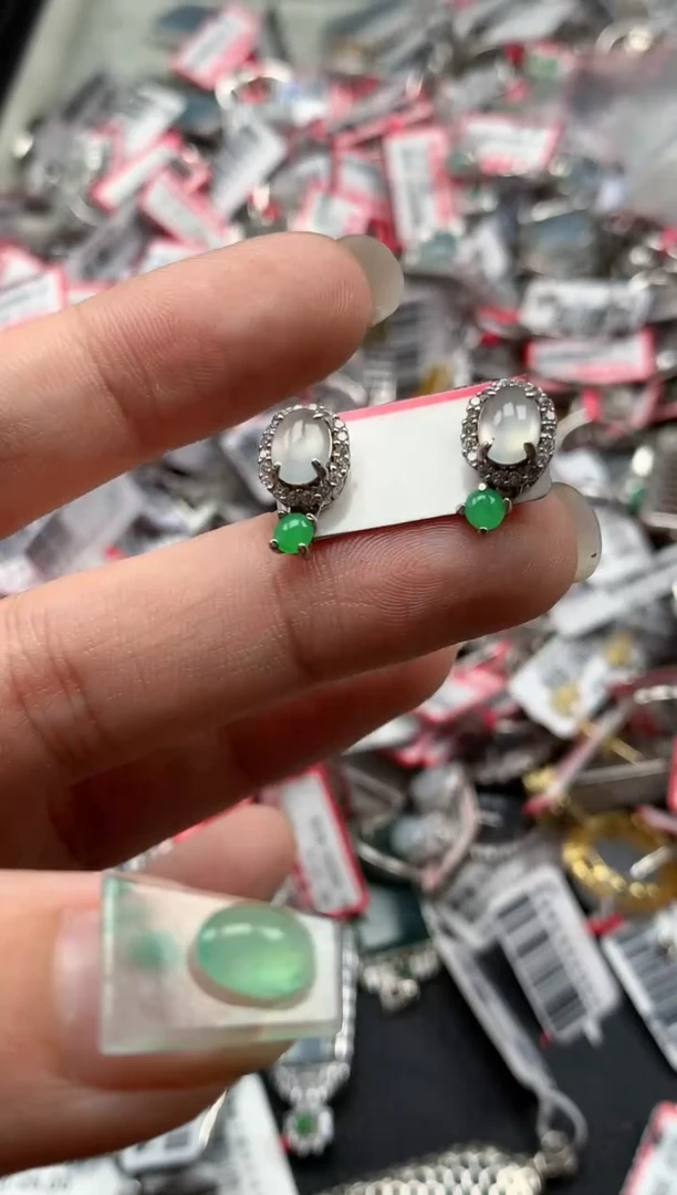 银S925镶嵌戒指翡翠天然A货缅甸翡翠