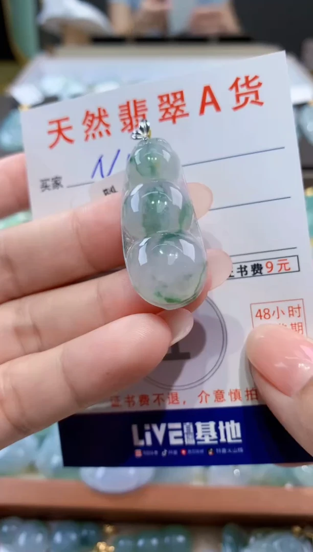 颈饰18K金镶嵌翡翠天然翡翠A货挂件