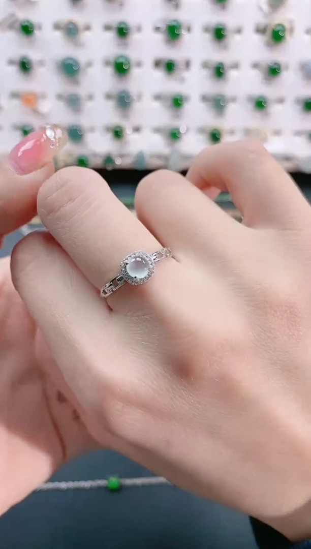 【闪购商品】翡翠戒指银S925镶嵌天然翡翠