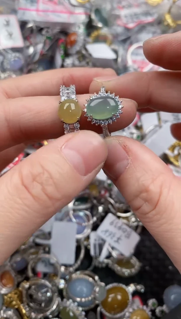 银S925镶嵌戒指翡翠333   10