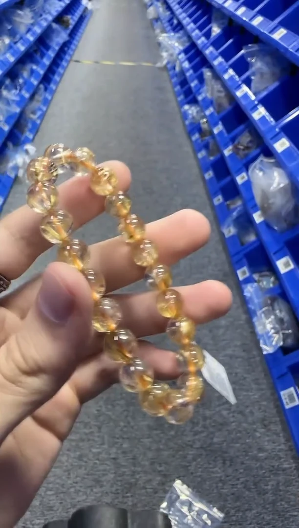 水晶手串未镶嵌33 金发金圆珠单圈