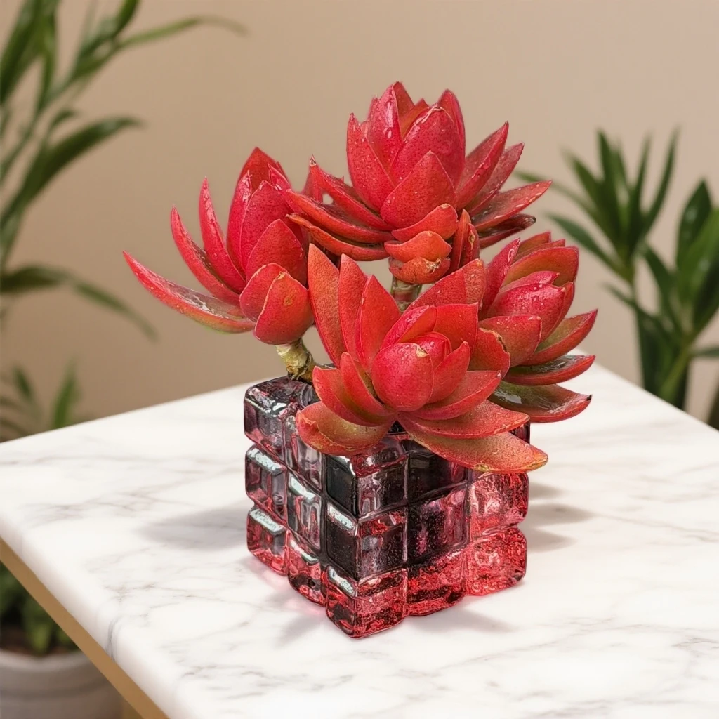 无土红灯笼1颗(含酒红花器