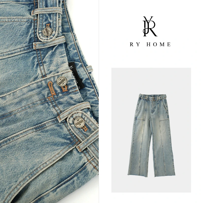 【容雨RYHOME】“邂逅”100棉+复古水洗工装牛仔裤K2052