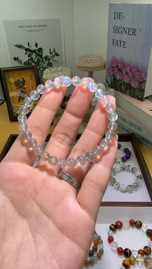 未镶嵌长石玉手绳石光晶工灰月光