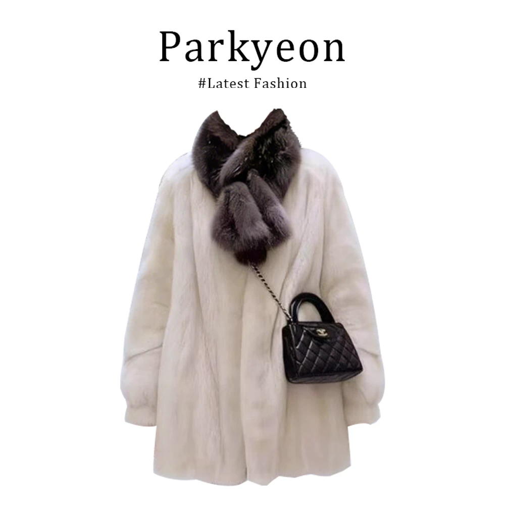 parkyeon小香风外套女冬季新款小个子洋气宽松高级中长款棉服大衣