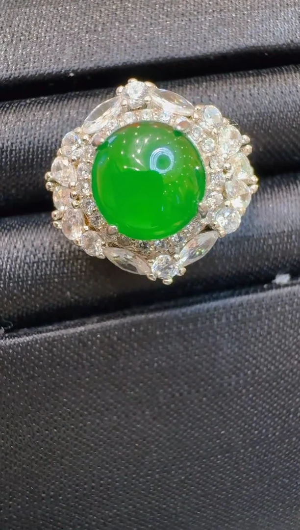 银S925镶嵌戒指翡翠多样性团购发一件