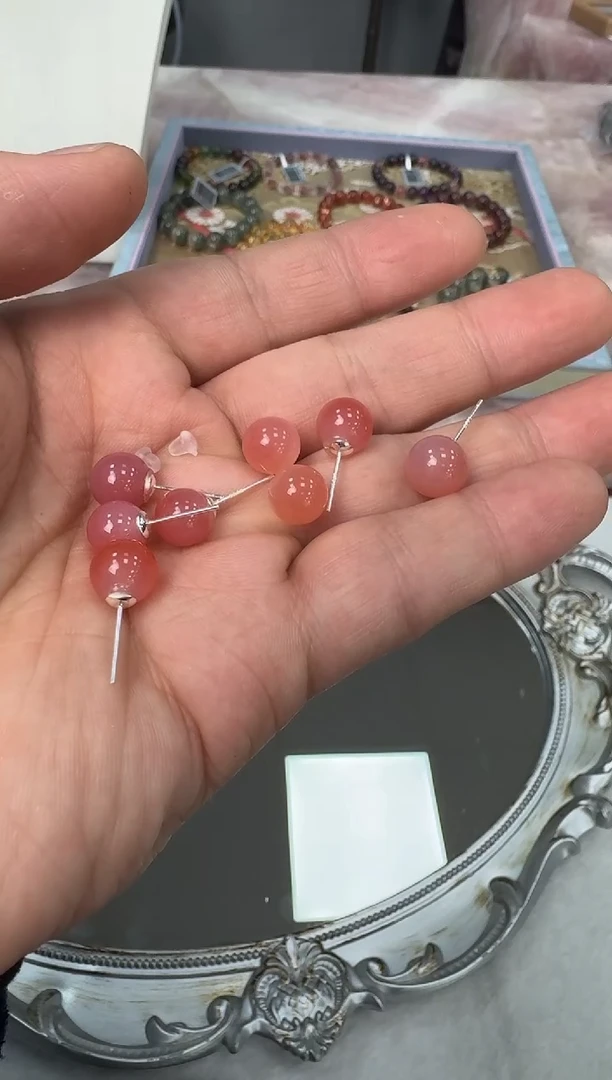 【闪购商品】玛瑙/玉髓耳钉银S925镶嵌匝6089多样性发一件