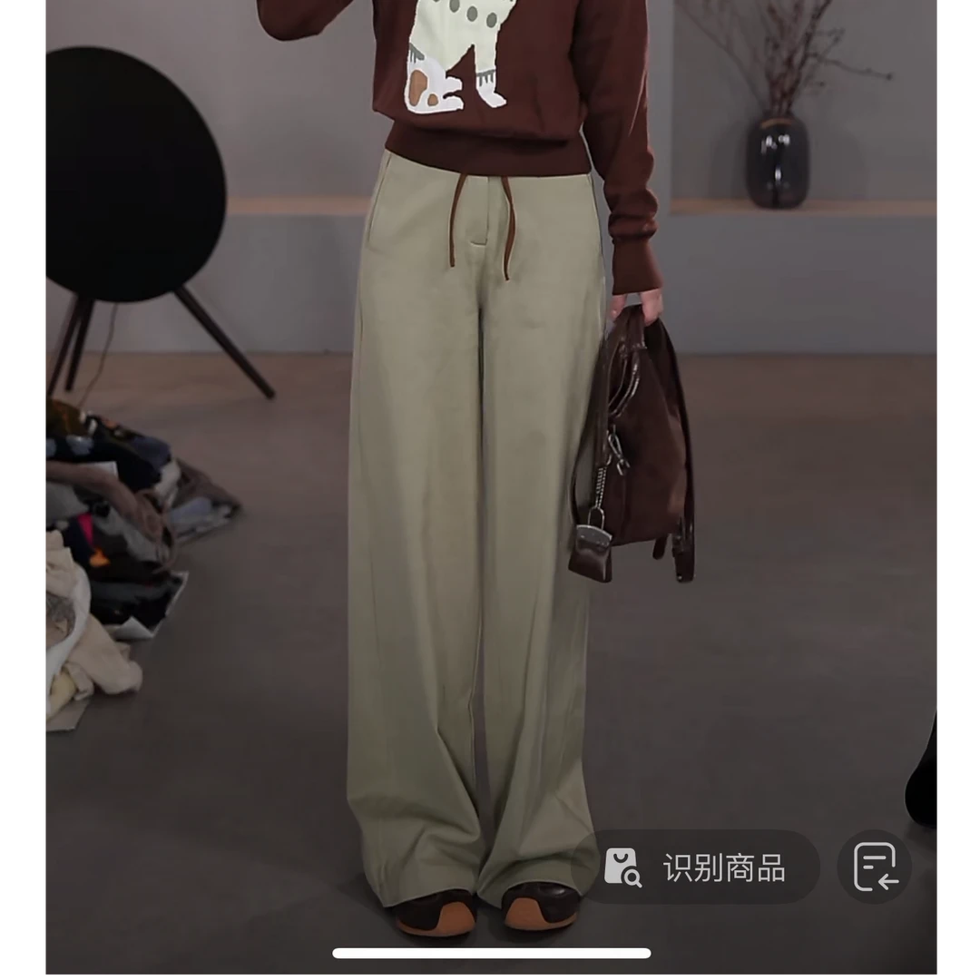 【LIbaibai】2025年早秋新款高腰显瘦阔腿休闲裤BB-2815