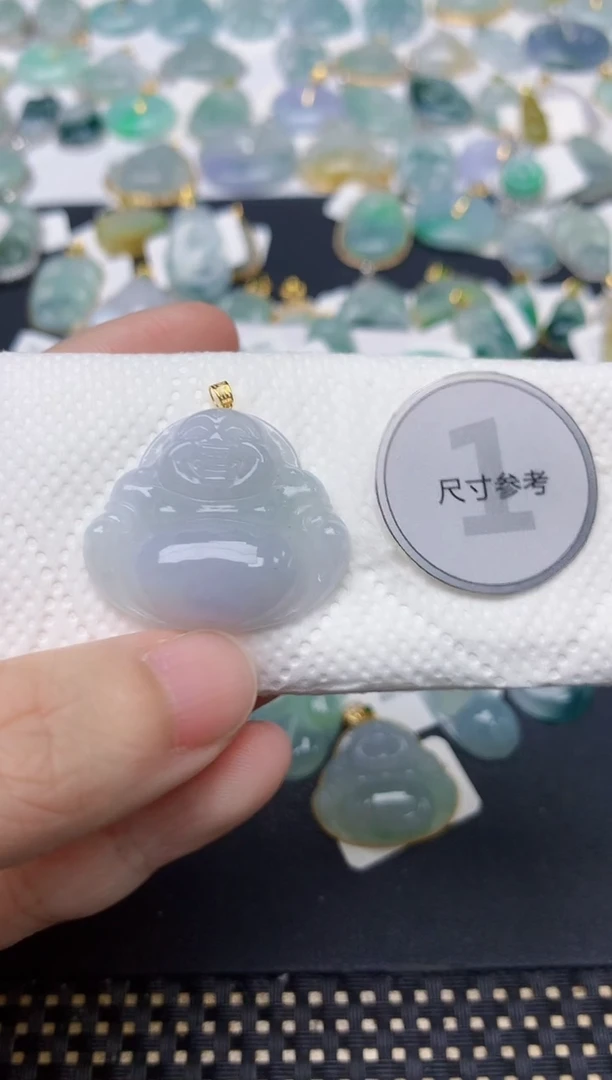 颈饰18K金镶嵌翡翠天然缅甸A货翡翠