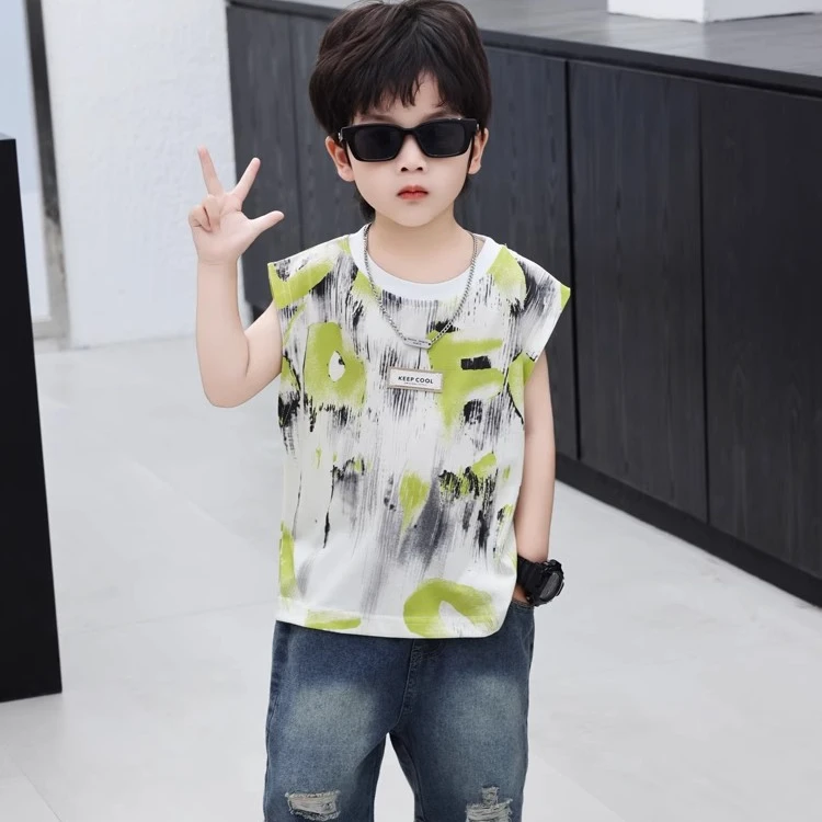 【清仓】男童夏季背心圆领儿童韩版宝宝男孩百搭时尚潮无袖休闲衣服