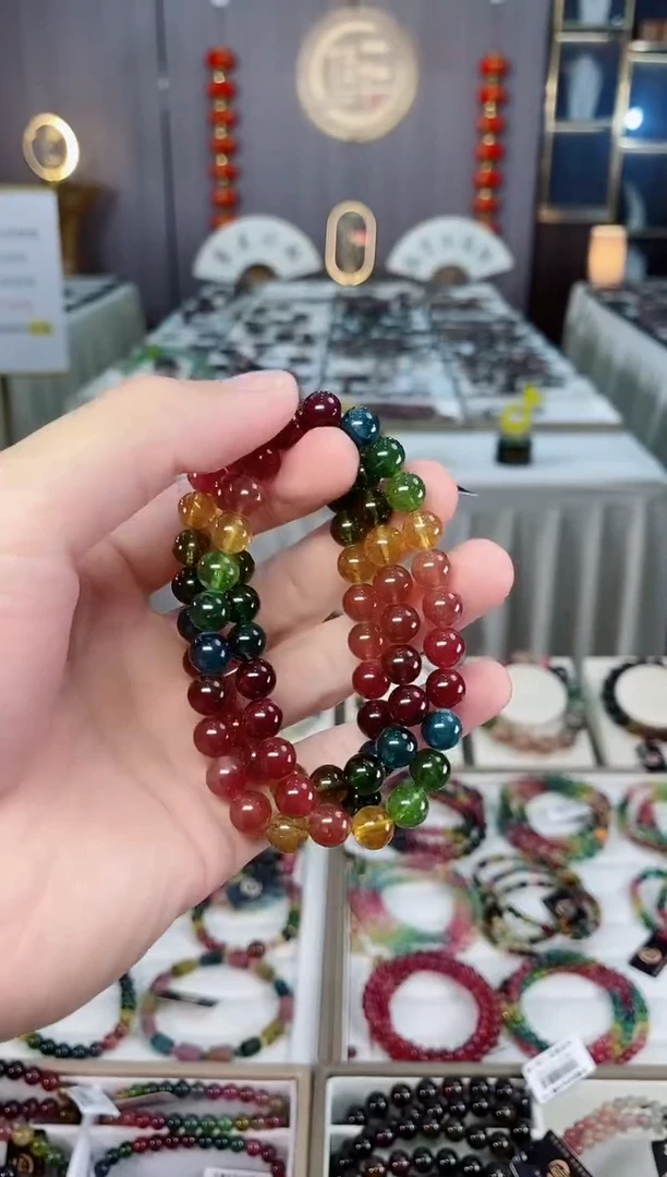 未镶嵌收藏级老矿碧玺三圈手串7mm+碧玺xion多样性发一条