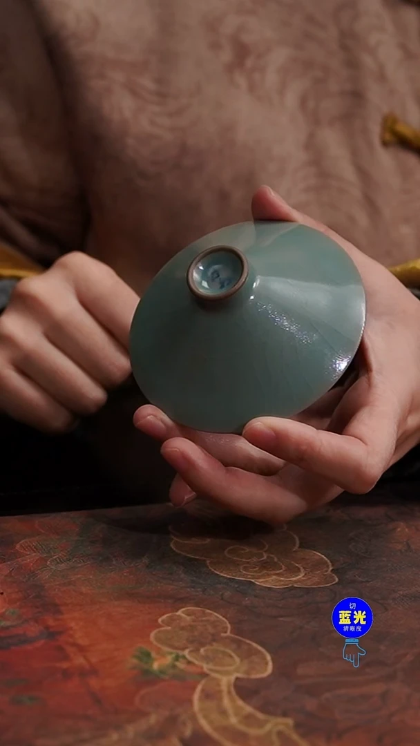 摆件瓷纯手工清凉寺原矿釉斗笠杯