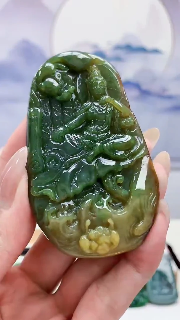 未镶嵌定制翡翠4852MM-毛货挂件56