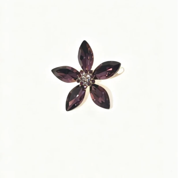 kasiya/卡思雅 铜合金胸针 高档优雅紫色五瓣花胸针