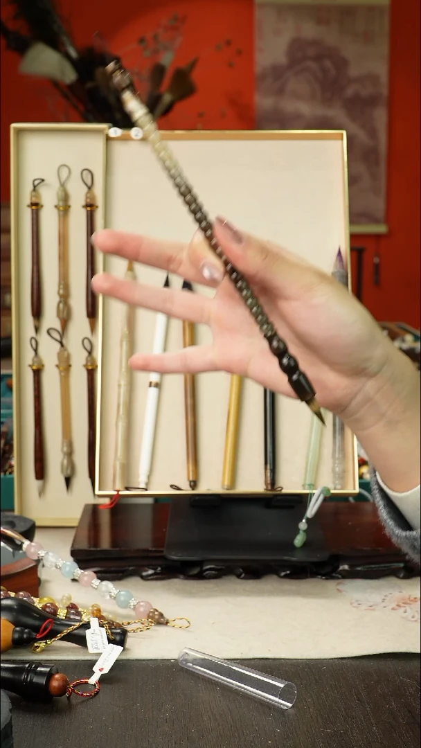 10号孤品高货毛笔链接 清水试笔 蘸墨不退