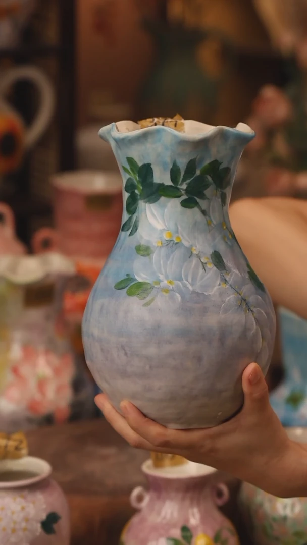 陶瓷377景德镇设计师手作花器摆件侘寂风