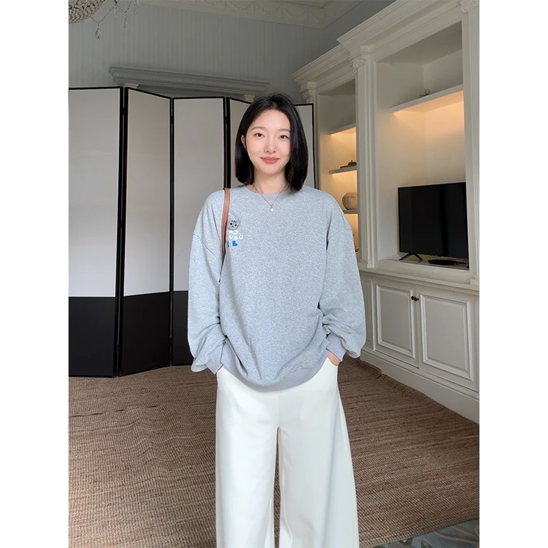 郭九九呢 100%棉立体毛毡小猫简约宽松卫衣休闲弯刀裤 G925Z16135