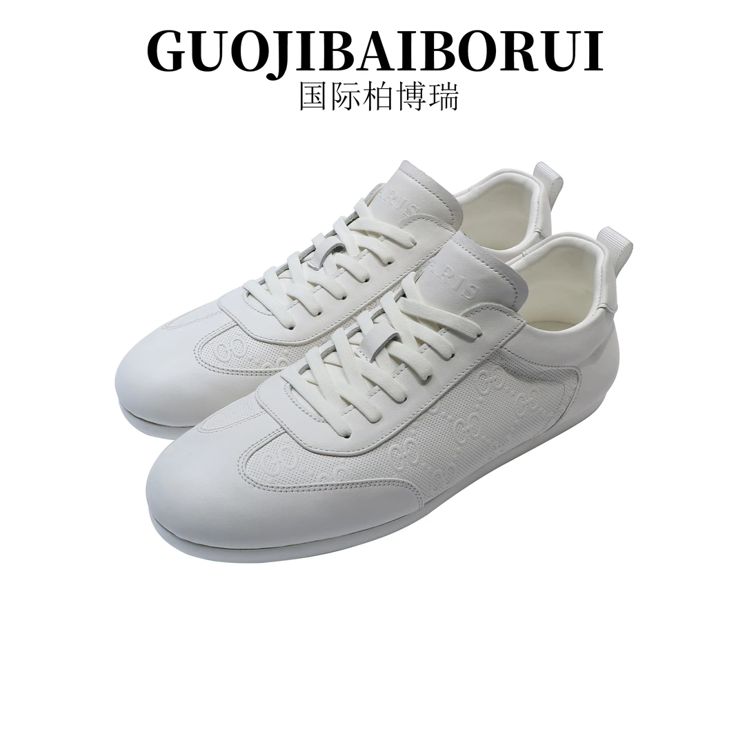 国际柏博瑞男士皮鞋2025新款夏季透气真皮轻便时尚休闲鞋百搭板鞋