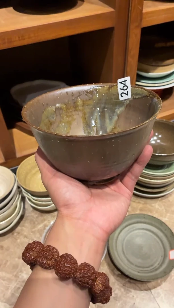 瓷片氵264微瑕粗陶窑变碗1个
