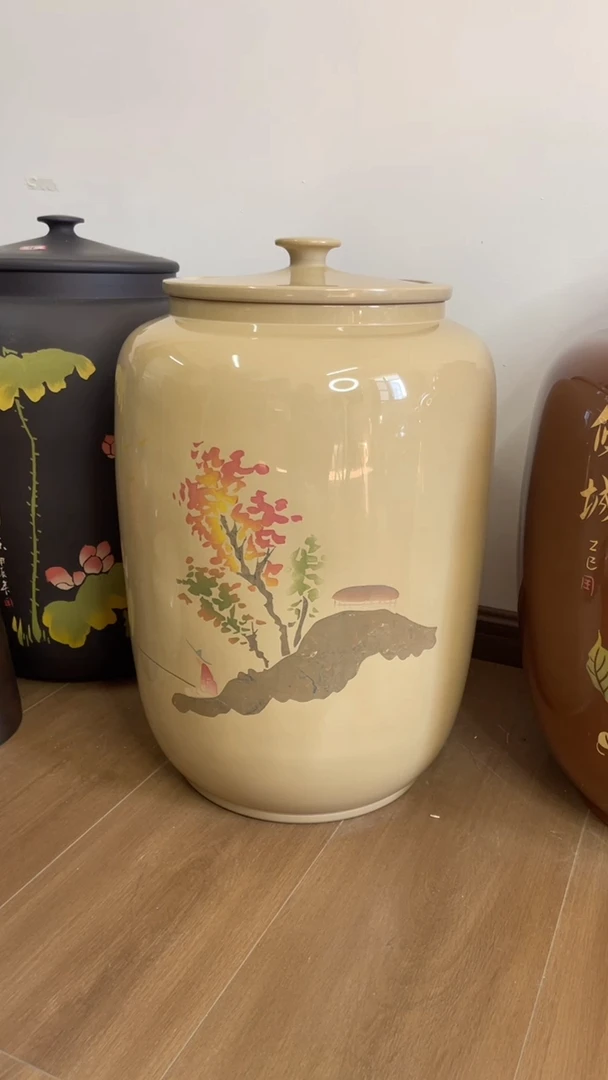 野*建水紫陶白泥亮光刻填3号水缸