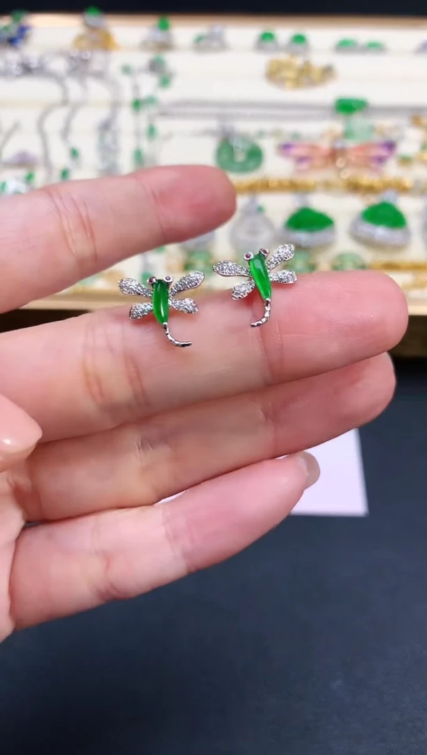 翡翠18K金镶嵌耳饰耳饰|2980+0