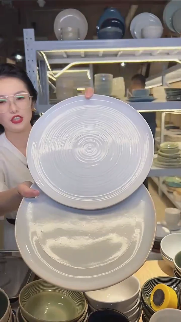 瓷108（大盘鸡）外贸尾货高温釉下彩陶瓷餐具默认微瑕