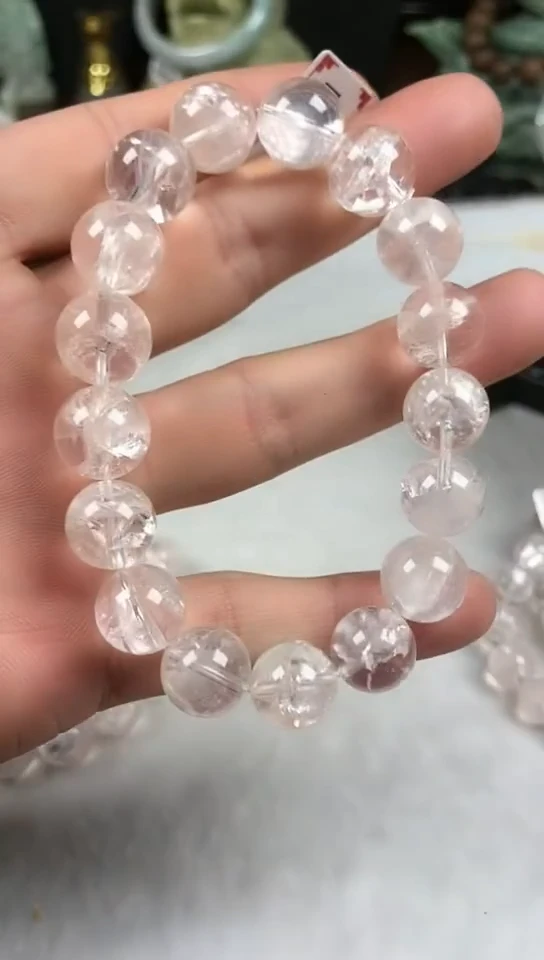 未镶嵌手链水晶粉阿赛手串12+