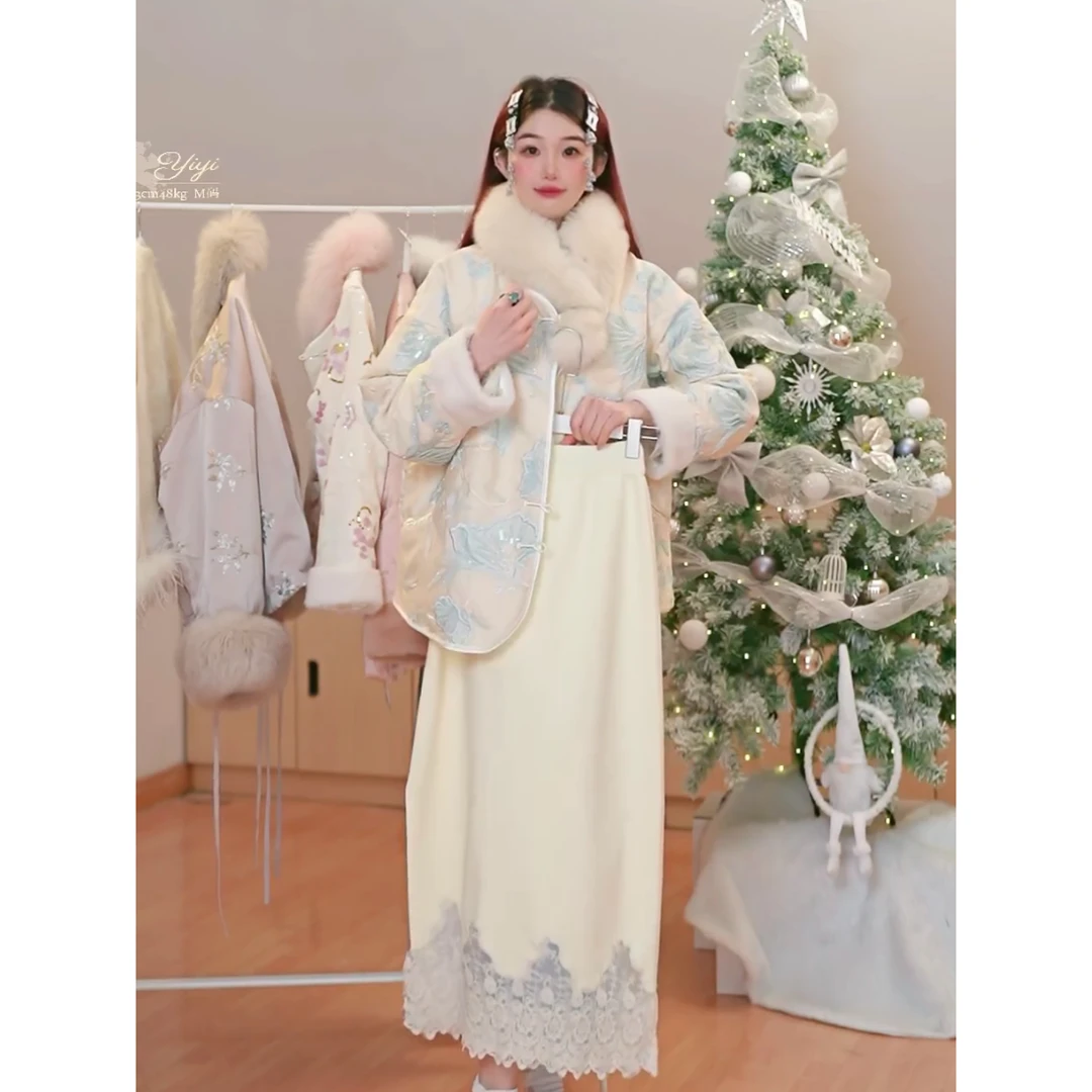 【月璃锦语】新中式国风羽绒服女冬季重工刺绣白鸭绒保暖外套专属