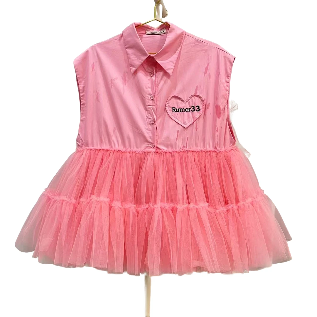 4451【珍珍优选】设计师新款拼接纱纱夏季无袖女装连衣裙