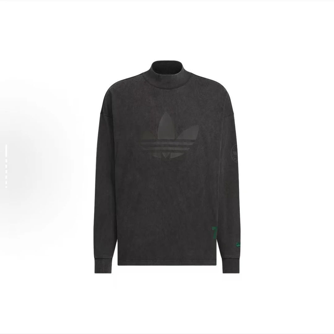 adidas/阿迪达斯品牌logo圆领运动长袖T恤 男款 黑色JN0777