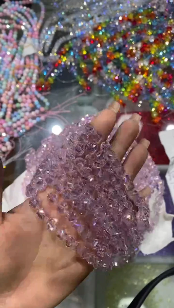 玻璃0699卡8花球粉色1条