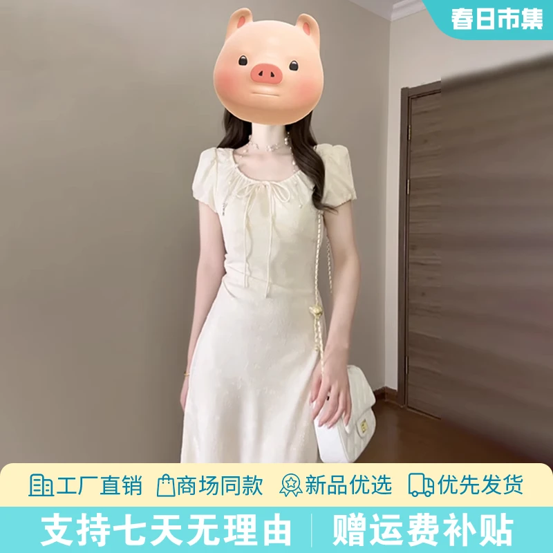 白色碎花连衣裙女夏季2025新款小个子香风气质仙女裙法式初恋长裙