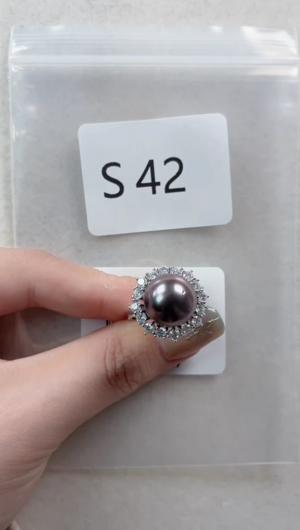 银S925镶嵌戒指海水珍珠S42