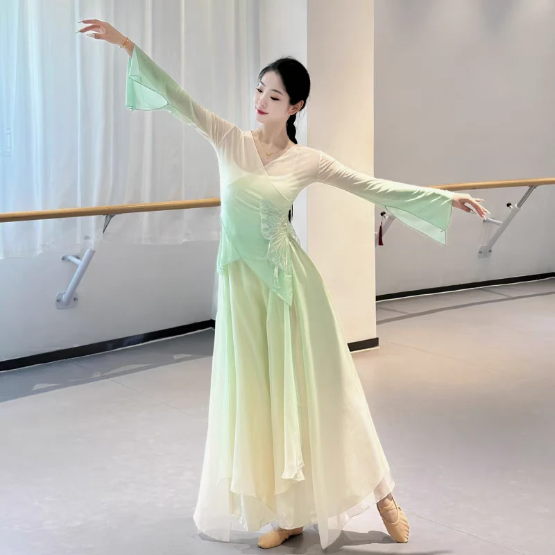 古典舞服装身韵渐变练功蝴蝶仙气纱衣飘逸超仙团体跳舞演出服新款