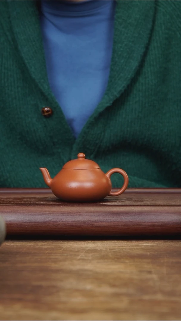 茶壶紫砂120ml 矮梨 朱泥