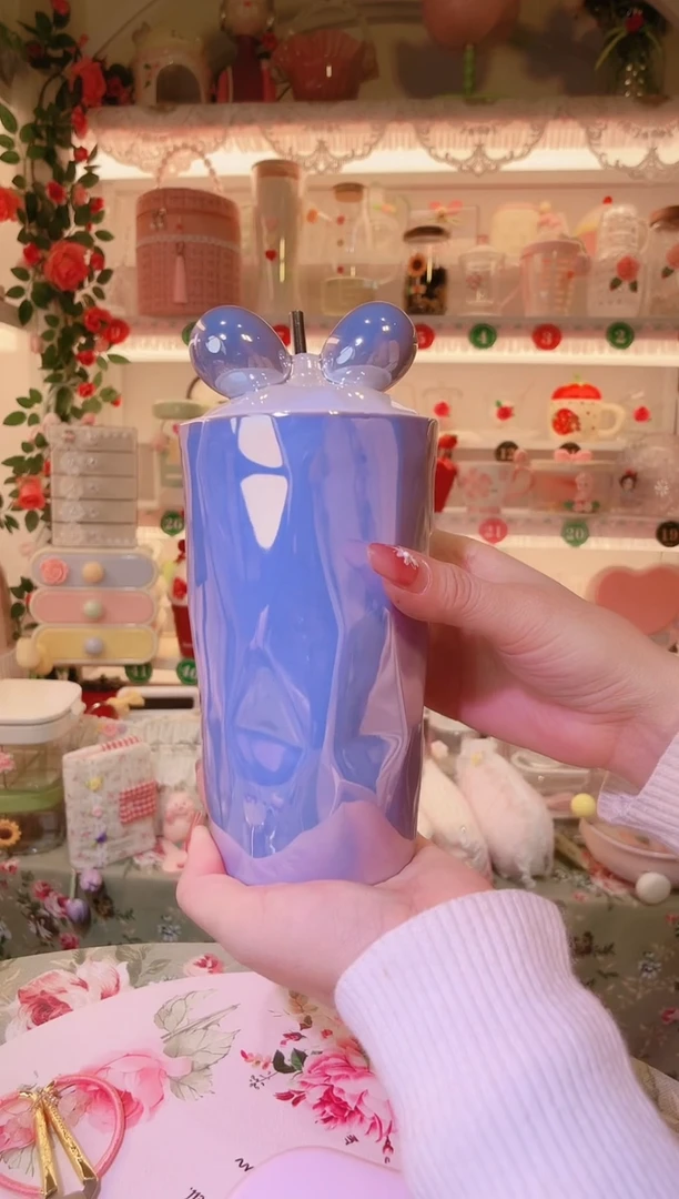 紫色米奇吸管杯——手工制作品质好！