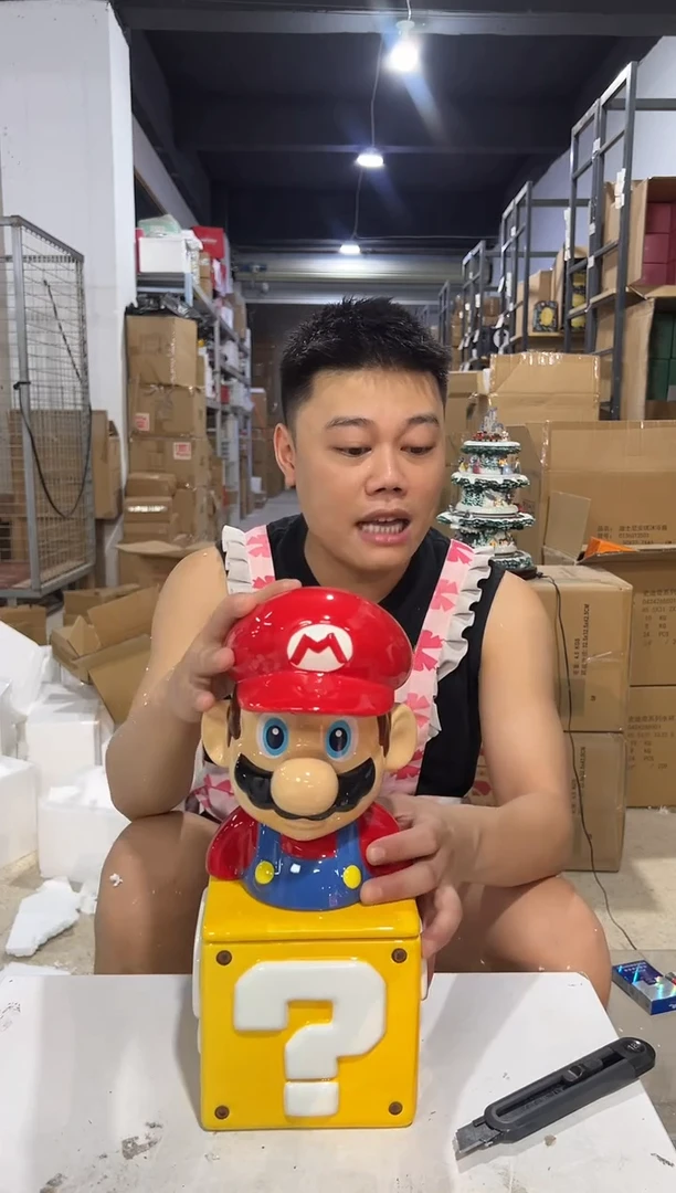 瓷片马里奥问号罐一套