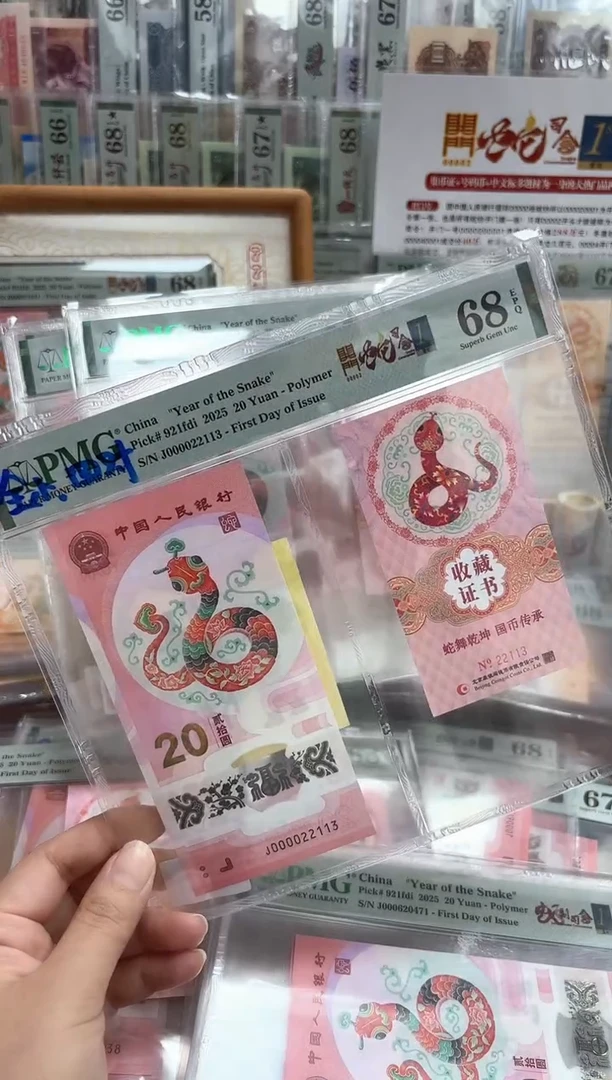 塑料蛇钞J00002币证全小号-PMG68