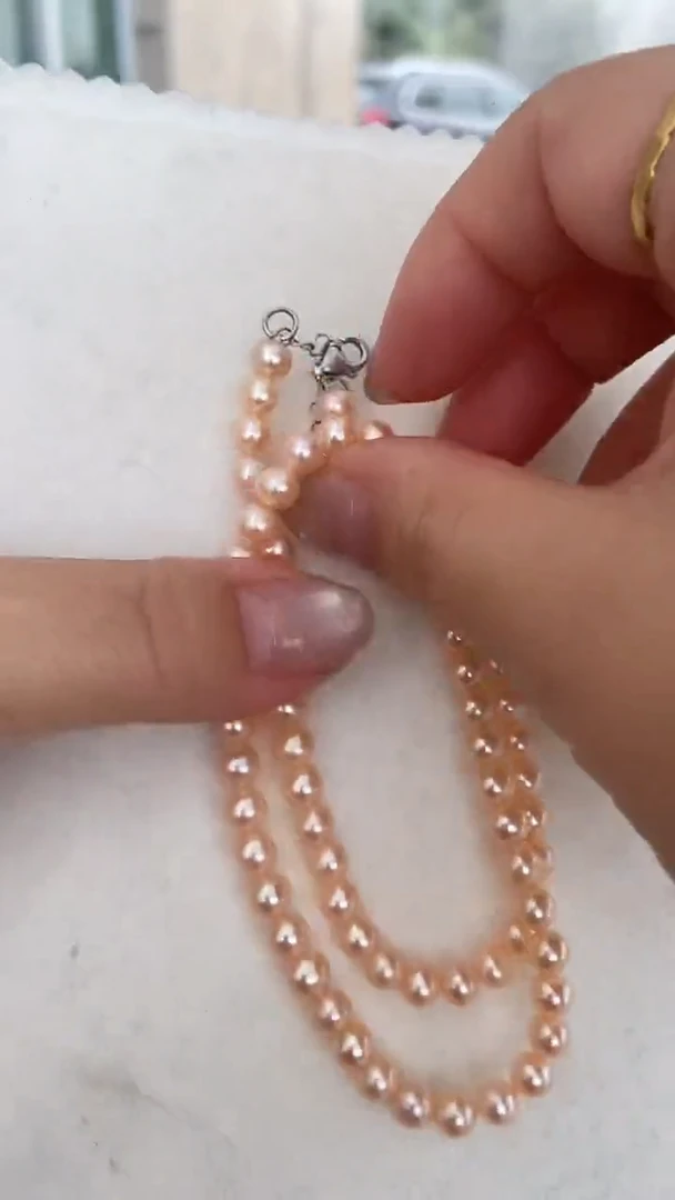 颈饰银S925镶嵌淡水珍珠5-6MM正圆无核珍珠项链