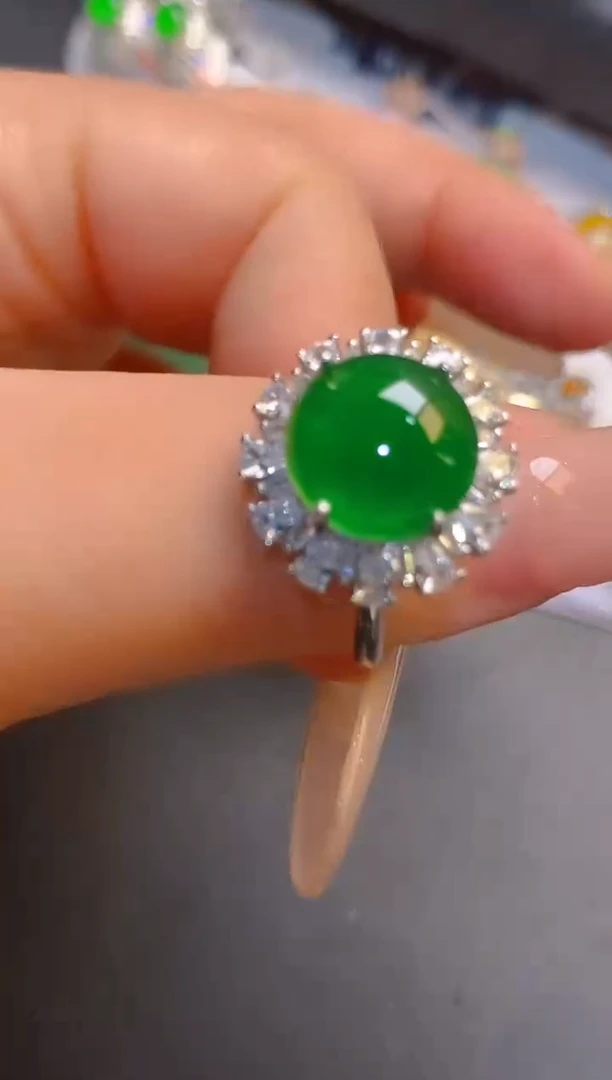 翡翠银S925镶嵌耳饰天然