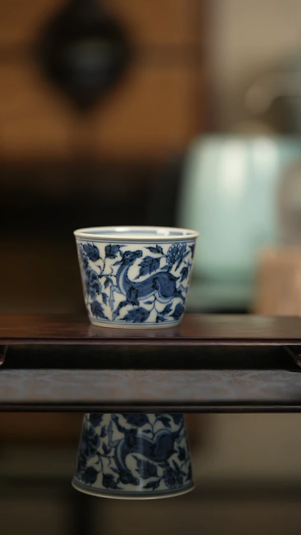 明续幽蓝双鹿穿花小可乐杯