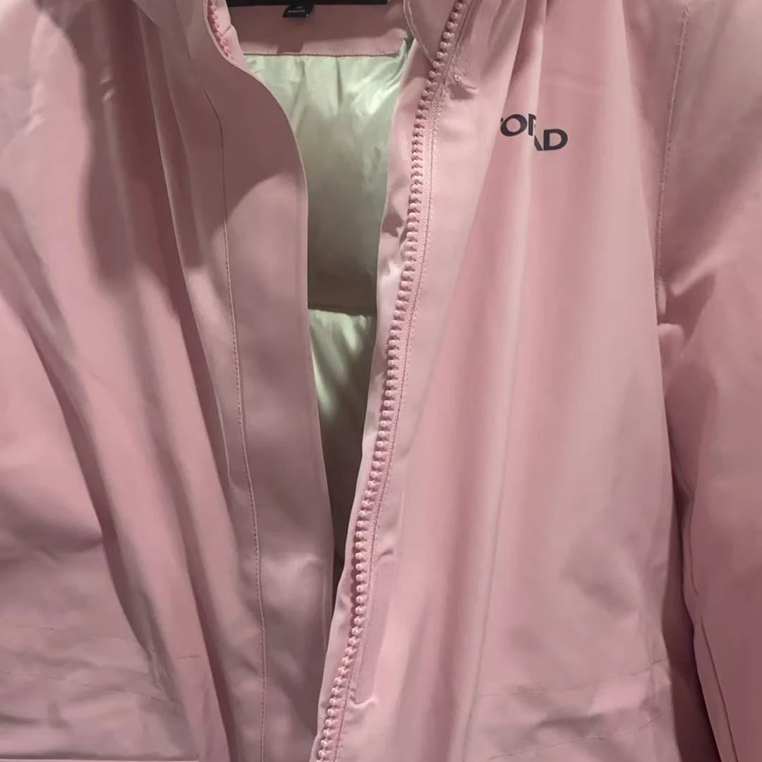 2186粉色女冲锋衣防风户外徒步氟龙冲锋夹克拼色套绒外套防水