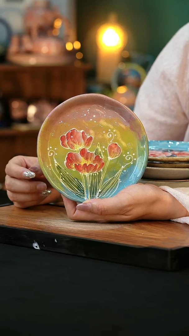 杯手绘心瓷陶瓷浮力微瑕