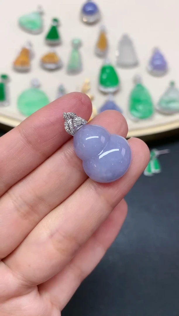 【闪购商品】翡翠吊坠(不含链)18K金镶嵌葫芦A43|2980