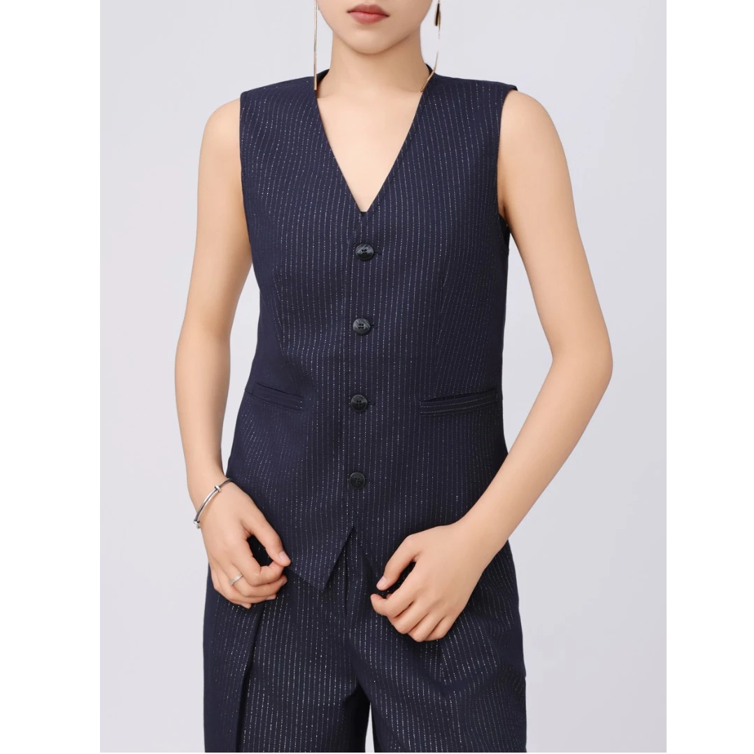 AMASS/阿玛施 春夏新款时尚复古气质休闲纯色西装马甲女士5400870