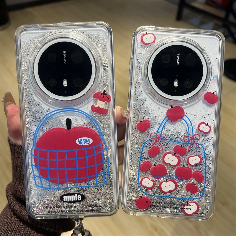 闪粉流沙适用华为mate70pro手机壳pura70格纹购物袋苹果mate60pro