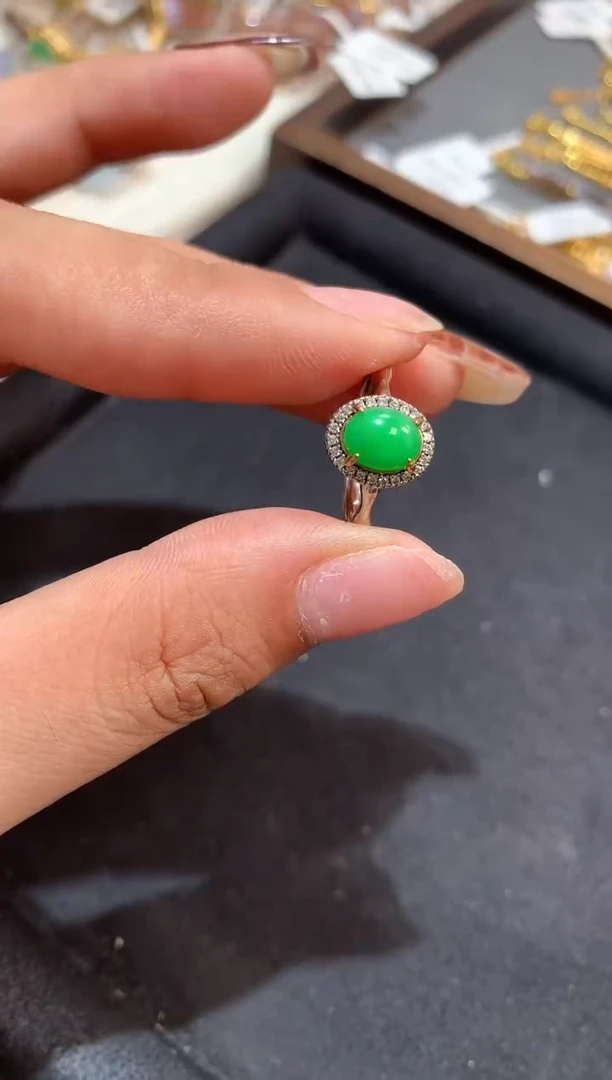 吊坠(不含链)银S925镶嵌翡翠戒指
